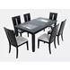 Urban Icon Black and Gray Upholstered 7 Piece Dining Set