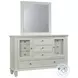 Sandy Beach Cream White 11 Drawer Dresser with Mirror