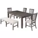 Willow Dark Brown and Beige Upholstered 6 Piece Dining Set with Nailhead Trim and Bench