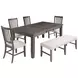 Willow Dark Brown and Beige Upholstered 6 Piece Dining Set with Nailhead Trim and Bench