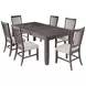 Willow Dark Brown and Beige Upholstered 7 Piece Dining Set with Nailhead Trim