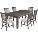 Willow Dark Brown and Beige Upholstered 7 Piece Dining Set with Nailhead Trim