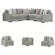 Aslan Court Pebble 5 Piece Sectional