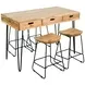 Rollins Natural 5 Piece Counter Height Dining Set with Storage USB Charging