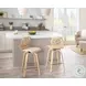 Folia Cream PU And Chrome With Natural Wood Counter Height Stool Set of 2