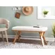 Folia Cream Fabric And Natural Wood Bench