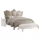 Versailles Ivory and Bone White King Upholstered Panel Bed with Nailhead Trim