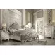 Versailles Vintage Gray and Bone White Queen Upholstered Panel Bed with Nailhead Trim