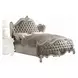 Versailles Vintage Gray and Bone White Queen Upholstered Panel Bed with Nailhead Trim