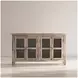 Rustic Shores Grey Wash 4 Door Low Accent Cabinet