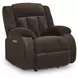 Greely Bend Chocolate Rocker Power Recliner with USB Charging