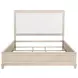 Pembroke Washed Oak and Cream King Upholstered Panel Bed with Nailhead Trim