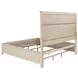 Pembroke Washed Oak and Cream King Upholstered Panel Bed with Nailhead Trim