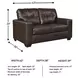 Santorine Dark Brown Leather 62" Loveseat
