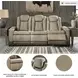 Next-Gen DuraPella Sand Performance Fabric 86" Power Reclining Sofa With Adjustable Headrest