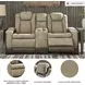 Next-Gen DuraPella Sand Performance Fabric 75" Power Reclining Console Loveseat With Adjustable Headrest