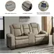 Next-Gen DuraPella Sand Performance Fabric 75" Power Reclining Console Loveseat With Adjustable Headrest