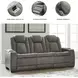 Next-Gen DuraPella Slate Performance Fabric 86" Power Reclining Sofa With Adjustable Headrest