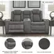 Next-Gen DuraPella Slate Performance Fabric 75" Power Reclining Console Loveseat With Adjustable Headrest