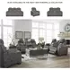 Next-Gen DuraPella Slate Performance Fabric 75" Power Reclining Console Loveseat With Adjustable Headrest