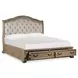 Marisol Fawn and Cream California King Leather Upholstered Storage Sleigh Bed