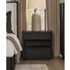 Leandro Burnished Black 2 Drawer Nightstand with LED Light and USB Charging