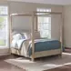 Solano Weathered Mango and Beige Upholstered Canopy Bedroom Set