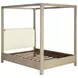 Solano Weathered Mango and Beige Upholstered Canopy Bedroom Set