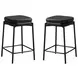 2225 Black Leather Look Bar Stool Set Of 2