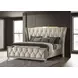 Lorient Ivory and Camel King Upholstered Panel Bed with LED
