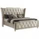 Lorient Ivory and Camel King Upholstered Panel Bed with LED