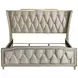 Lorient Ivory and Camel King Upholstered Panel Bed with LED