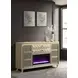 Lorient Ivory Upholstered 8 Drawer Flame Box Dresser with LED Light