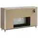 Lorient Ivory Upholstered 8 Drawer Flame Box Dresser with LED Light