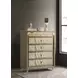 Lorient Ivory and Camel Upholstered 5 Drawer Chest with LED