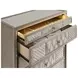Lorient Ivory and Camel Upholstered 5 Drawer Chest with LED