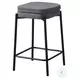 2226 Grey Fabric And Black Metal Bar Stool Set Of 2