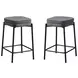 2226 Grey Fabric And Black Metal Bar Stool Set Of 2