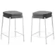 2227 Grey Fabric And White Metal Bar Stool Set Of 2