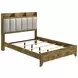 Henderson Medium Oak and Gray King Upholstered Bookcase Panel Bed
