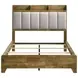 Henderson Medium Oak and Gray King Upholstered Bookcase Panel Bed