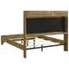 Henderson Medium Oak and Gray Queen Upholstered Bookcase Panel Bed