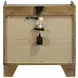 Henderson Medium Oak 1 Drawer Marble Top Nightstand with LED Light and USB Charging