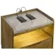 Henderson Medium Oak 1 Drawer Marble Top Nightstand with LED Light and USB Charging