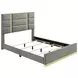 Ines Gray and Gold Queen Upholstered Panel Bed