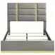 Ines Gray and Gold Queen Upholstered Panel Bed