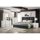 Ines Navy and Gold King Upholstered Panel Bed