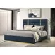 Ines Navy and Gold Queen Upholstered Panel Bed