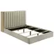 Arielle Light Oak and Light Tan King Upholstered Bookcase Storage Panel Bed