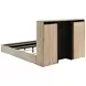Arielle Light Oak and Light Tan King Upholstered Bookcase Storage Panel Bed